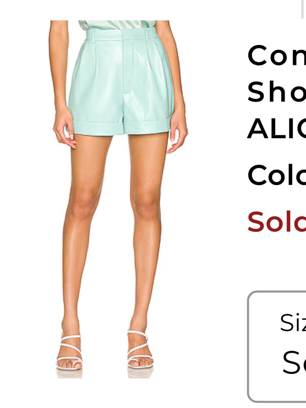 Alice + Olivia Mint Green High-Waist Pleated Shorts